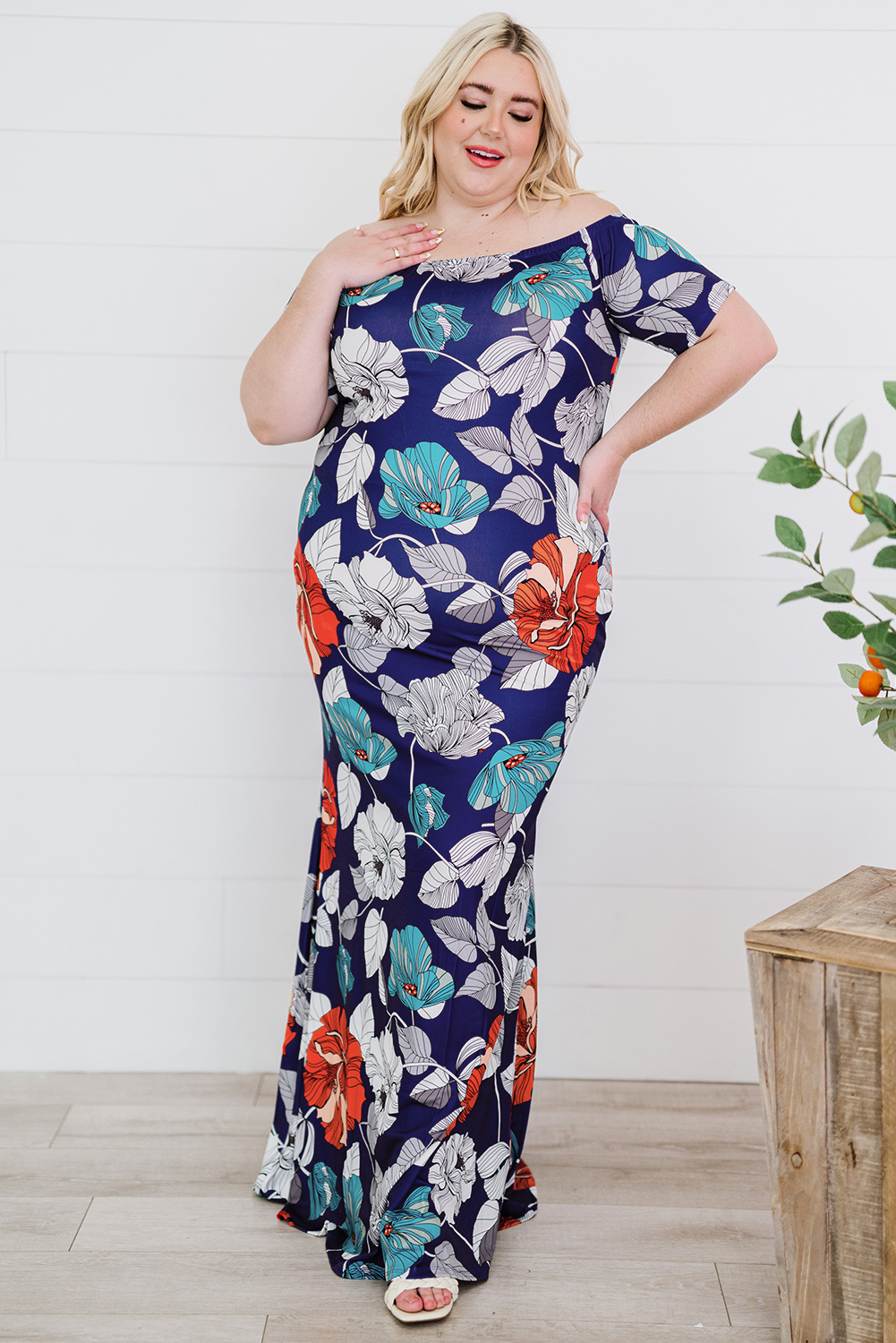  Plus Size Maxi Print Dress