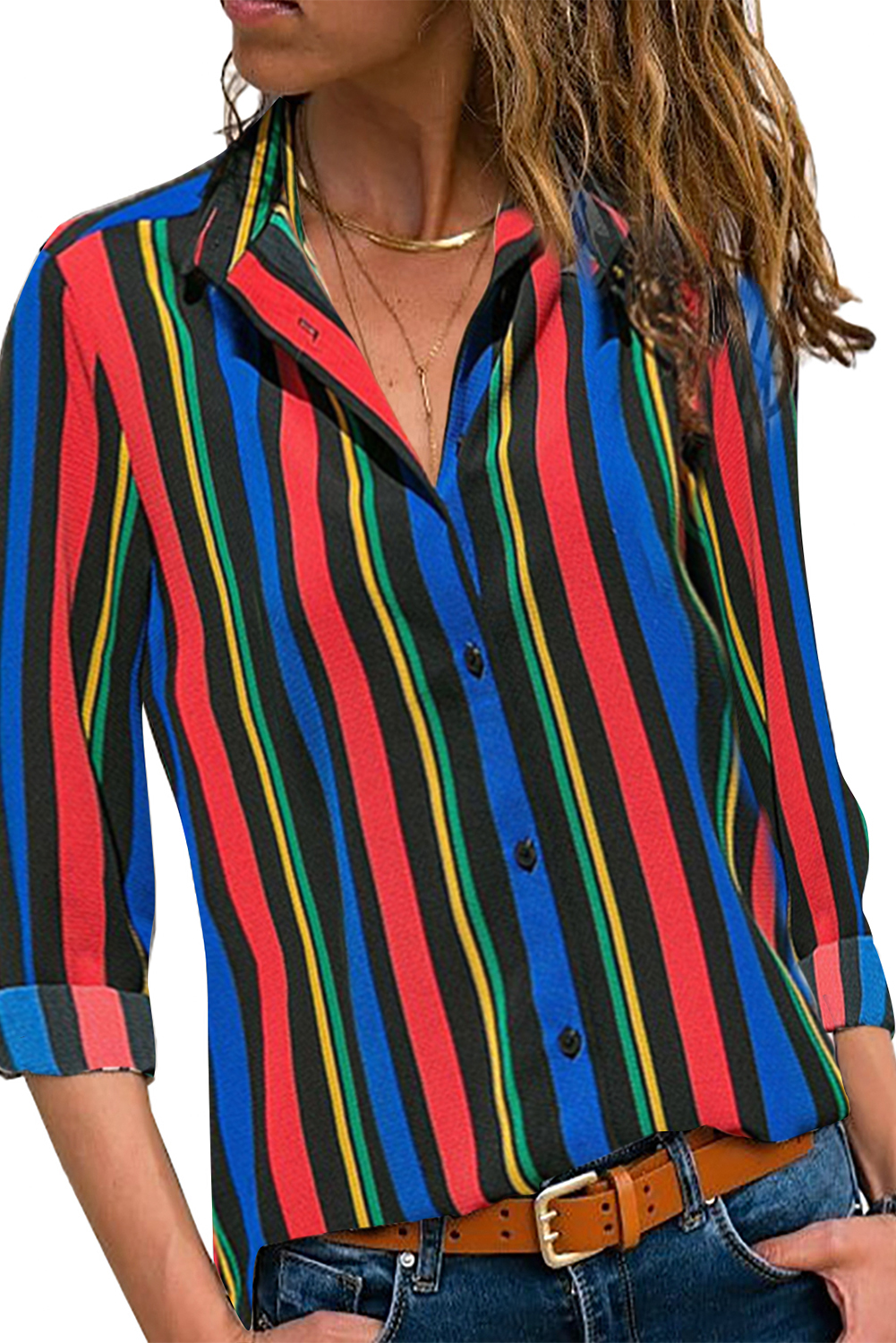 Multicolor Striped Modern Women Shirt