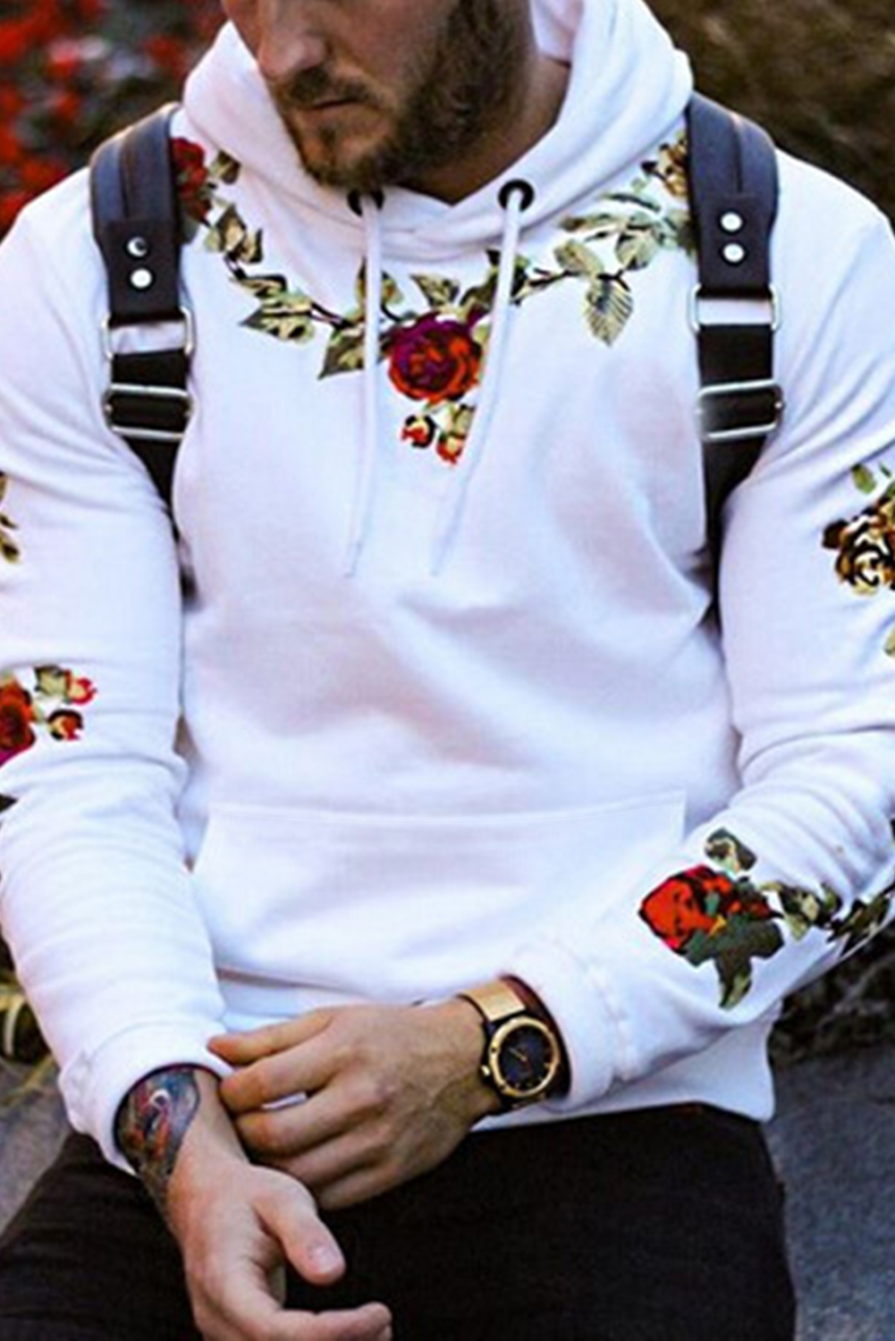 Stockpapa Floral Print Men's Hoodie