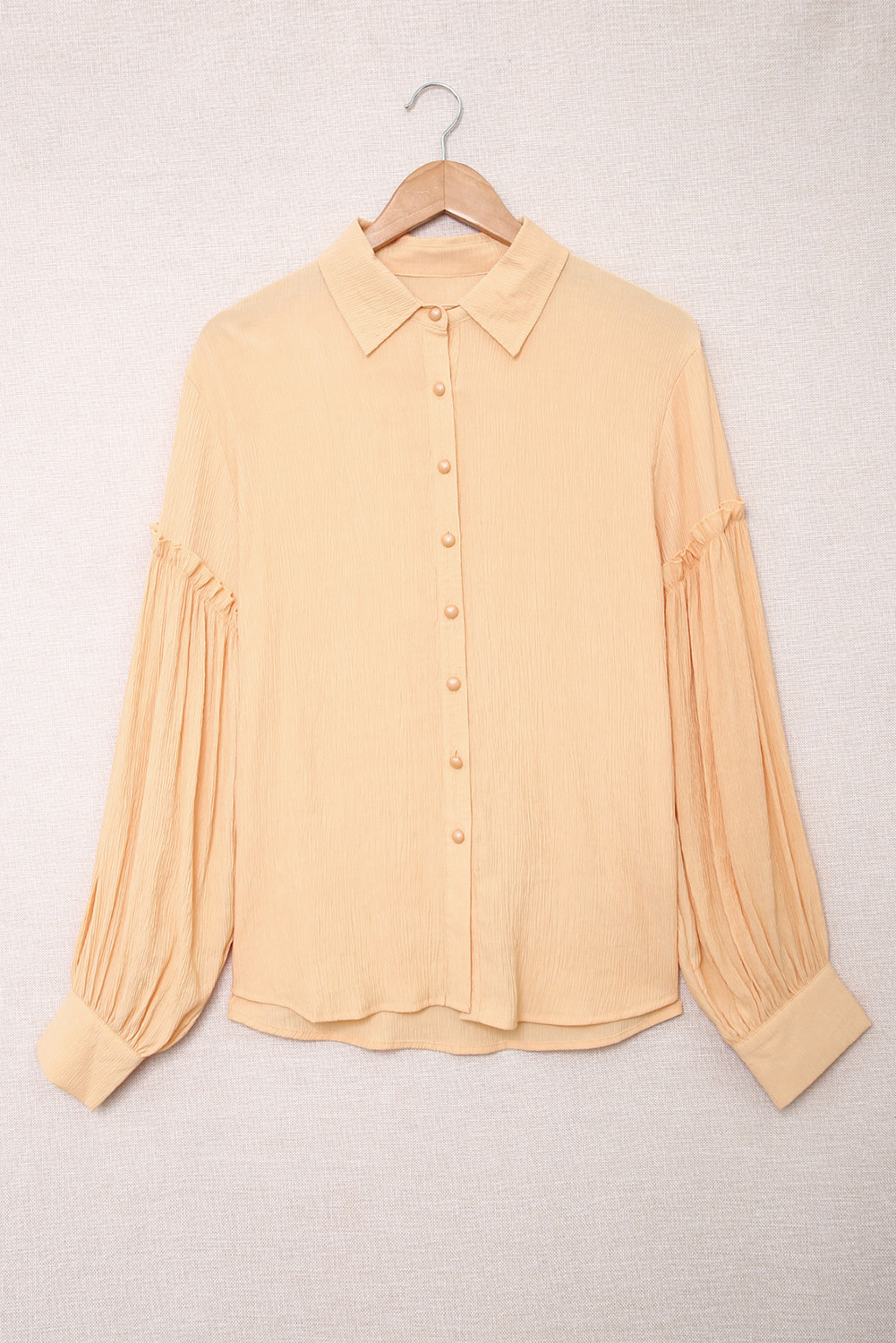 Ladies Ruffled Patchwork Bubble Sleeve Loose Shirt (3)