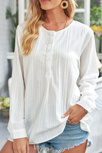 Ladies Button V Neck Single-Breasted Blouse