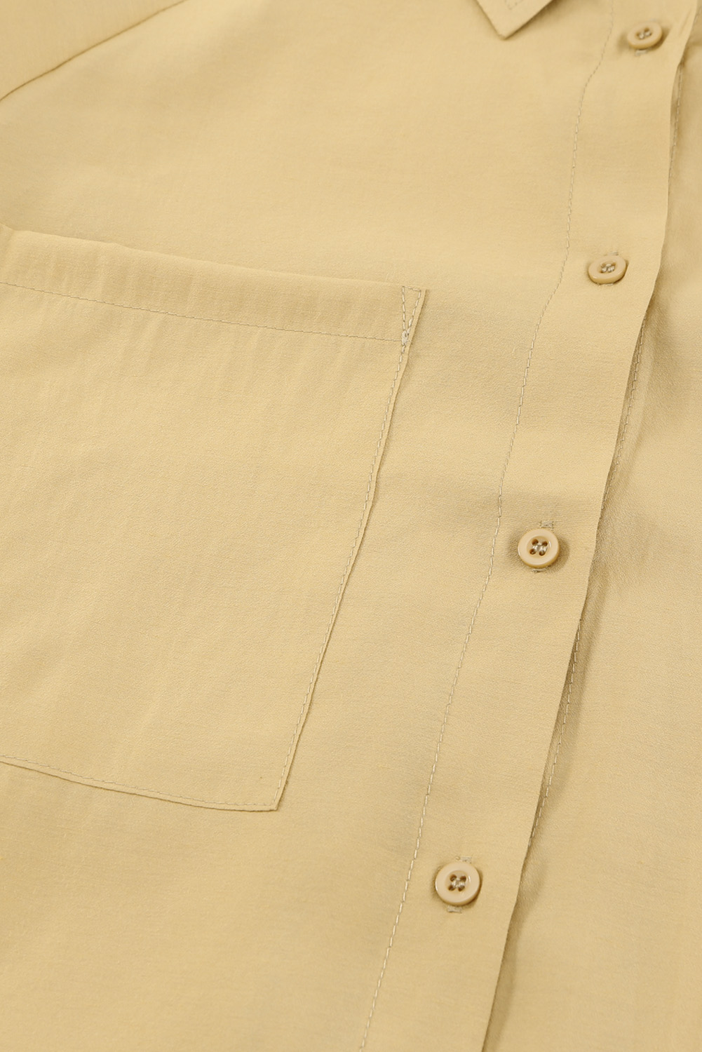 Khaki Billowy Sleeves Pocketed Shirt, (9)