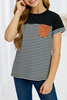 Girls striped pocket color-blocked Tee