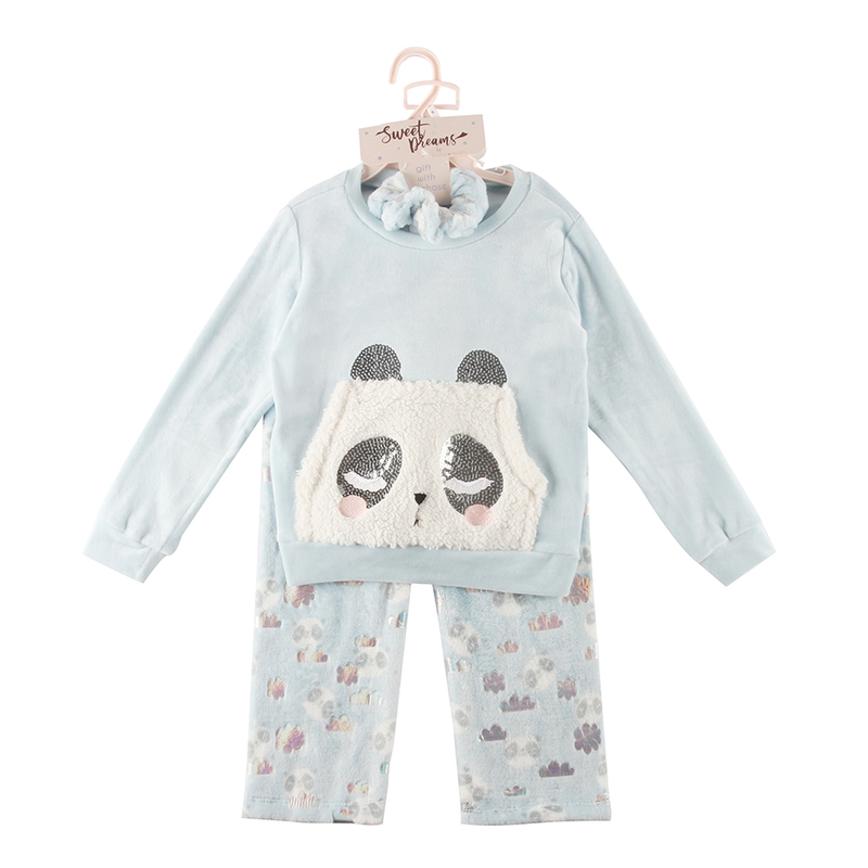 Girls 2 Pcs Sets Coral Fleece 