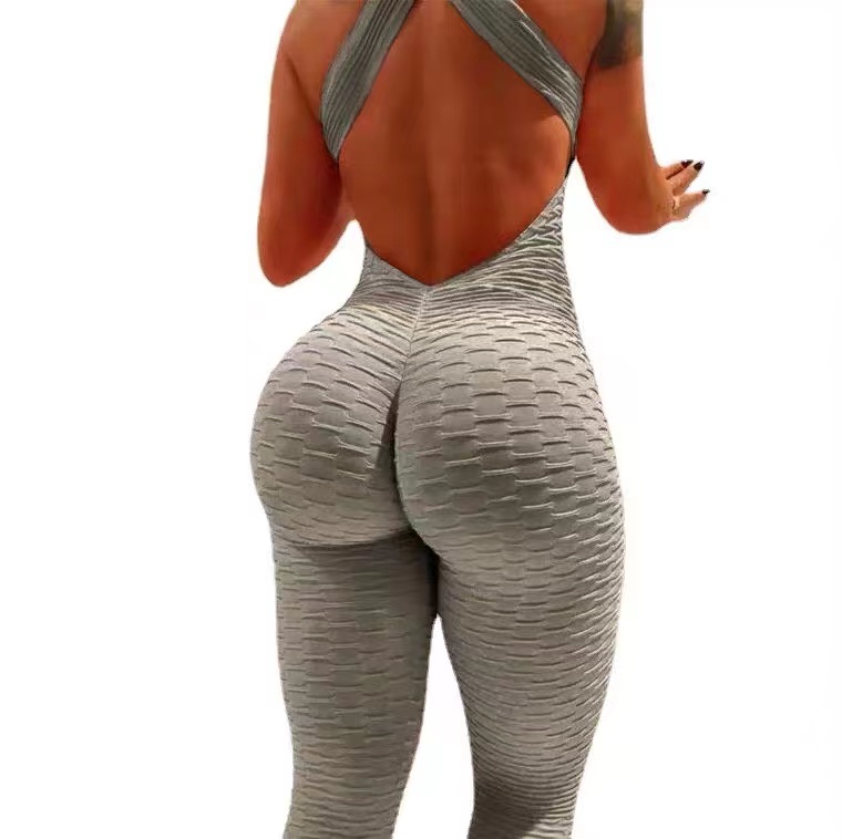 Wholesale New Summer Women Sexy Bodysuits Cross Strap Back Sleeveless Tight Yoga One Piece Jumpsuit Wear