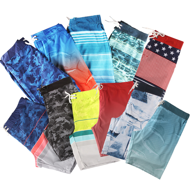 Men's 4 Way Spandex Print Board Shorts Garment Stock 