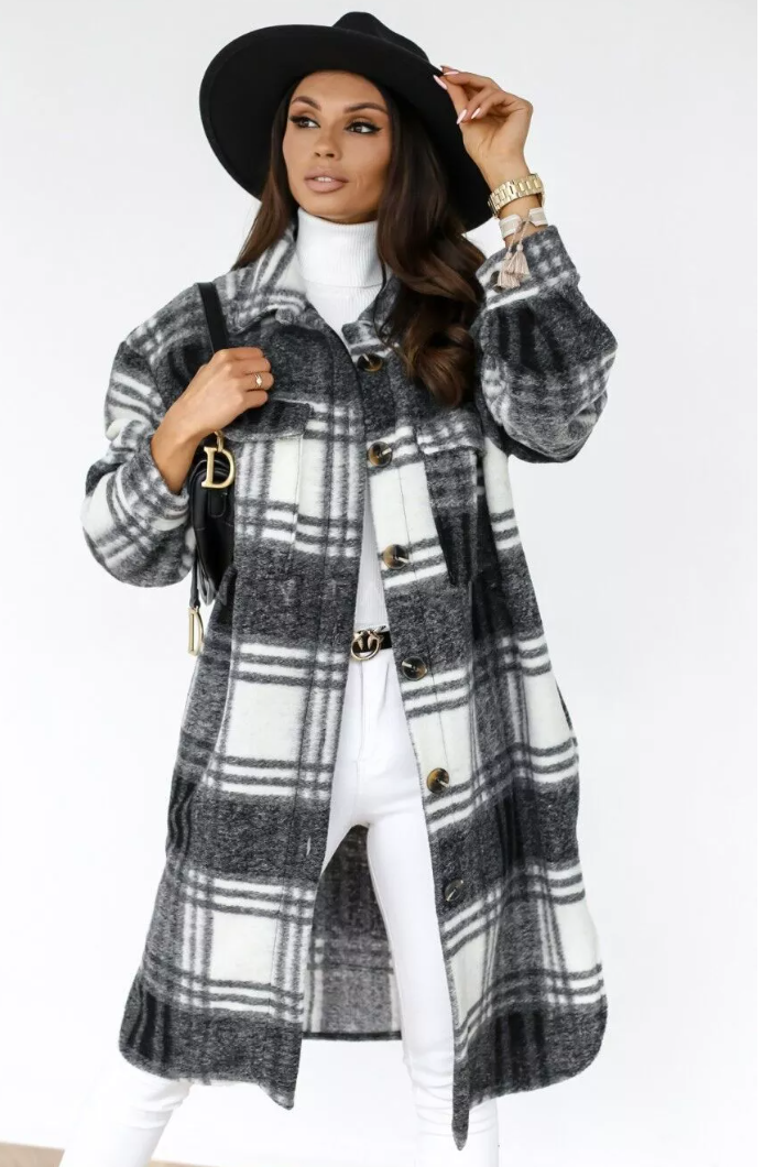 Ladies very high quality Longline plaid coats (6)