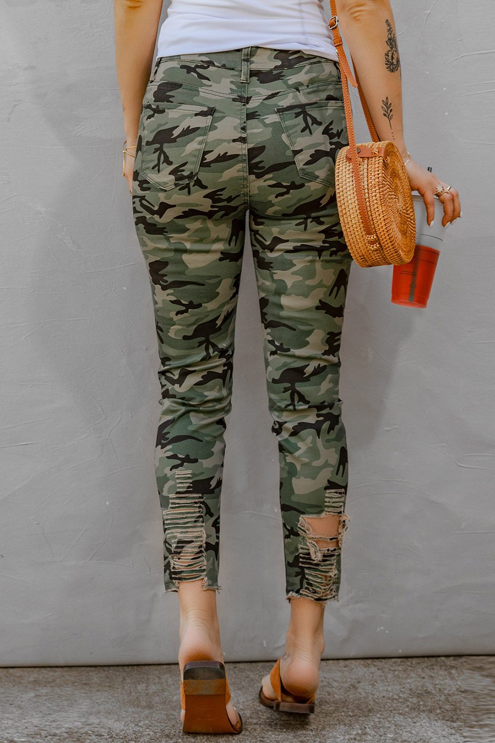 Stockpapa Camo print Ladies casual Skinny Jeans 