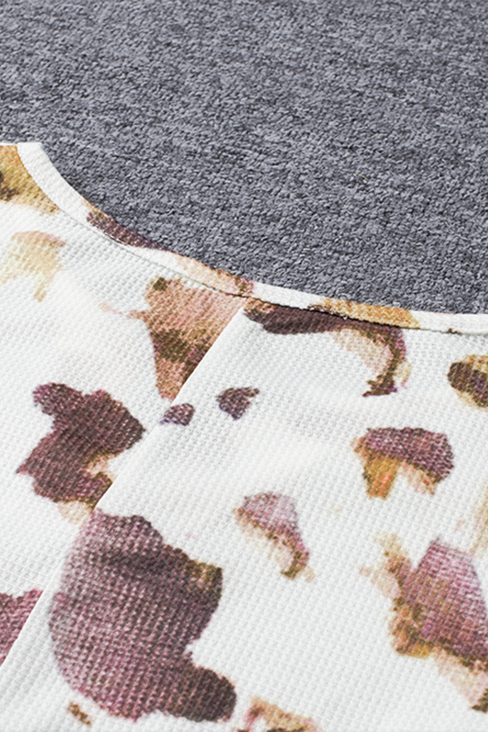 Multicolor V Neck Cow Print Long Sleeve Plus Size Top, (5)