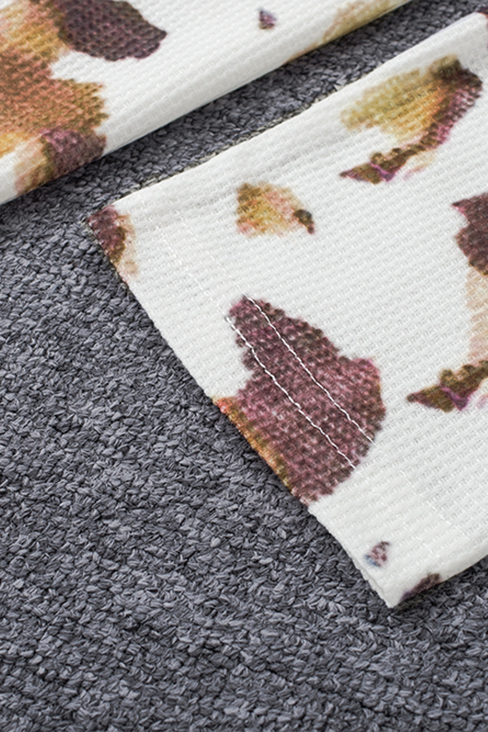 Multicolor V Neck Cow Print Long Sleeve Plus Size Top, (8)