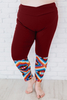 Stockpapa Red Aztec Splicing High Waist Plus Size Pants