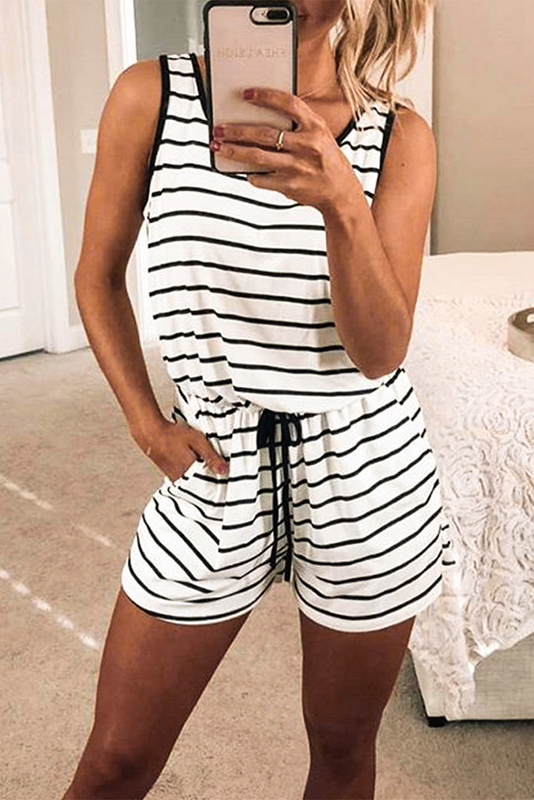 Stockpapa Ladies Striped Sleeveless Lounging Romper