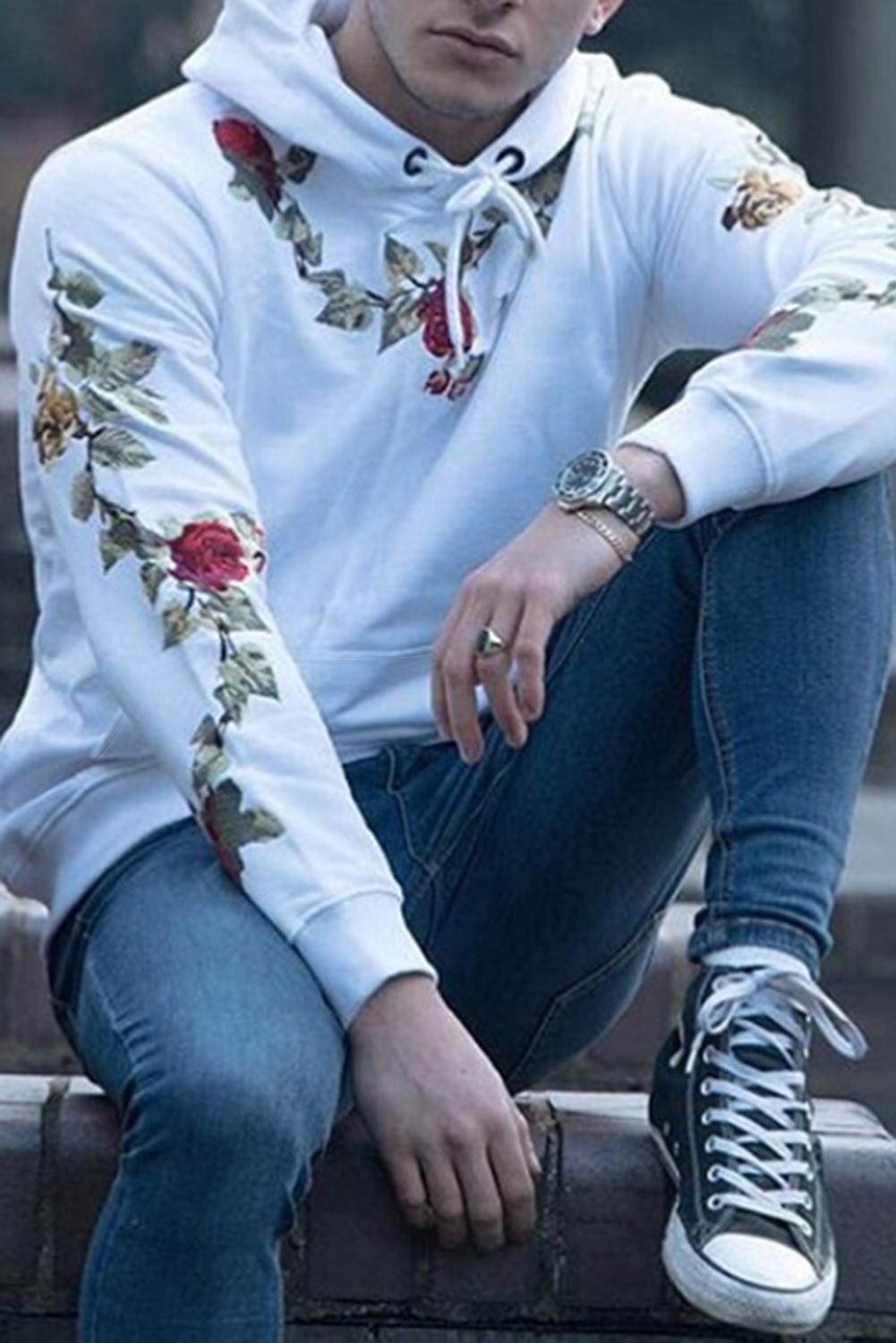 Stockpapa Floral Print Men's Hoodie