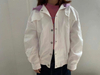 Girls Cotton Cargo Back Pocket White Bomber Denim Jacket