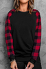 Stockpapa Pallets Liquidation 4 Color Women's Color-blocked Buffalo Plaid Long Sleeve Sweatshirt