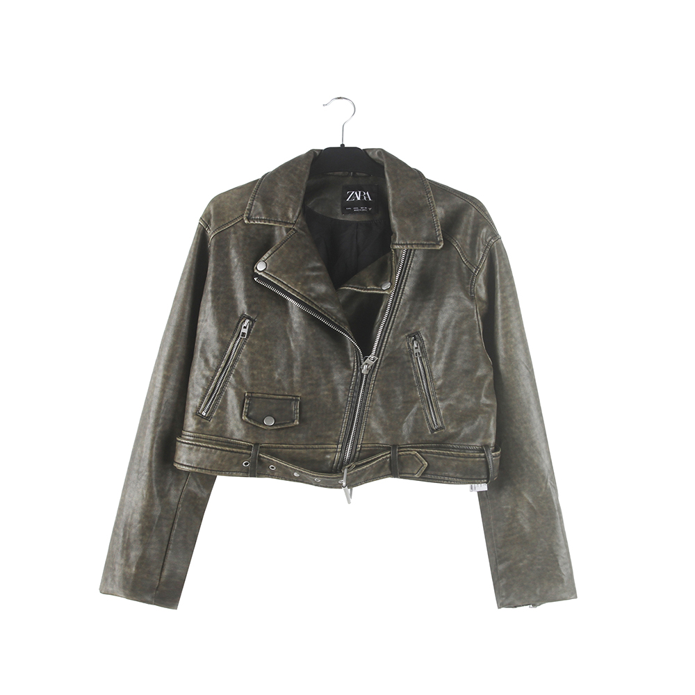 Stockpapa garments wash Ladies Leather Moto jacket