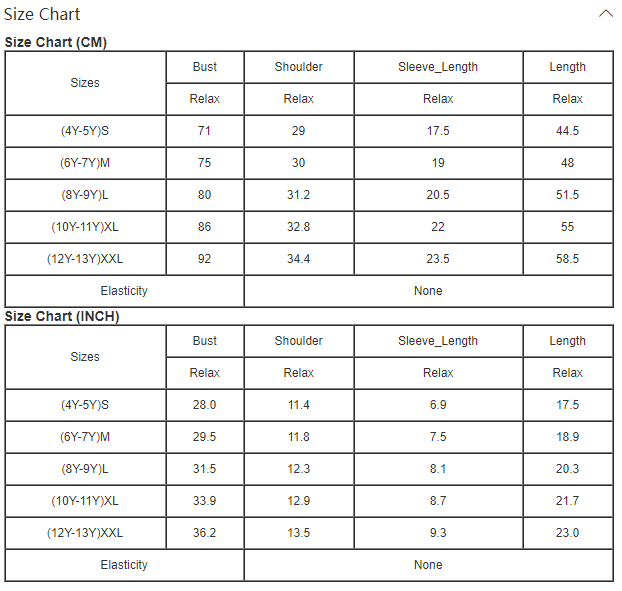 SIZE CHART