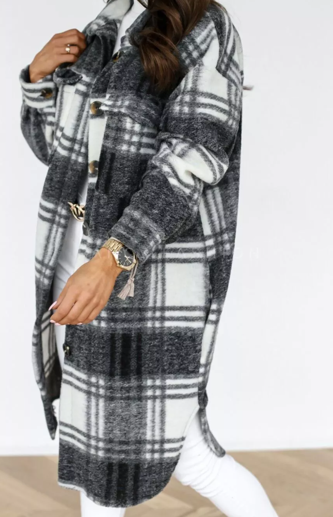 Ladies very high quality Longline plaid coats (8)