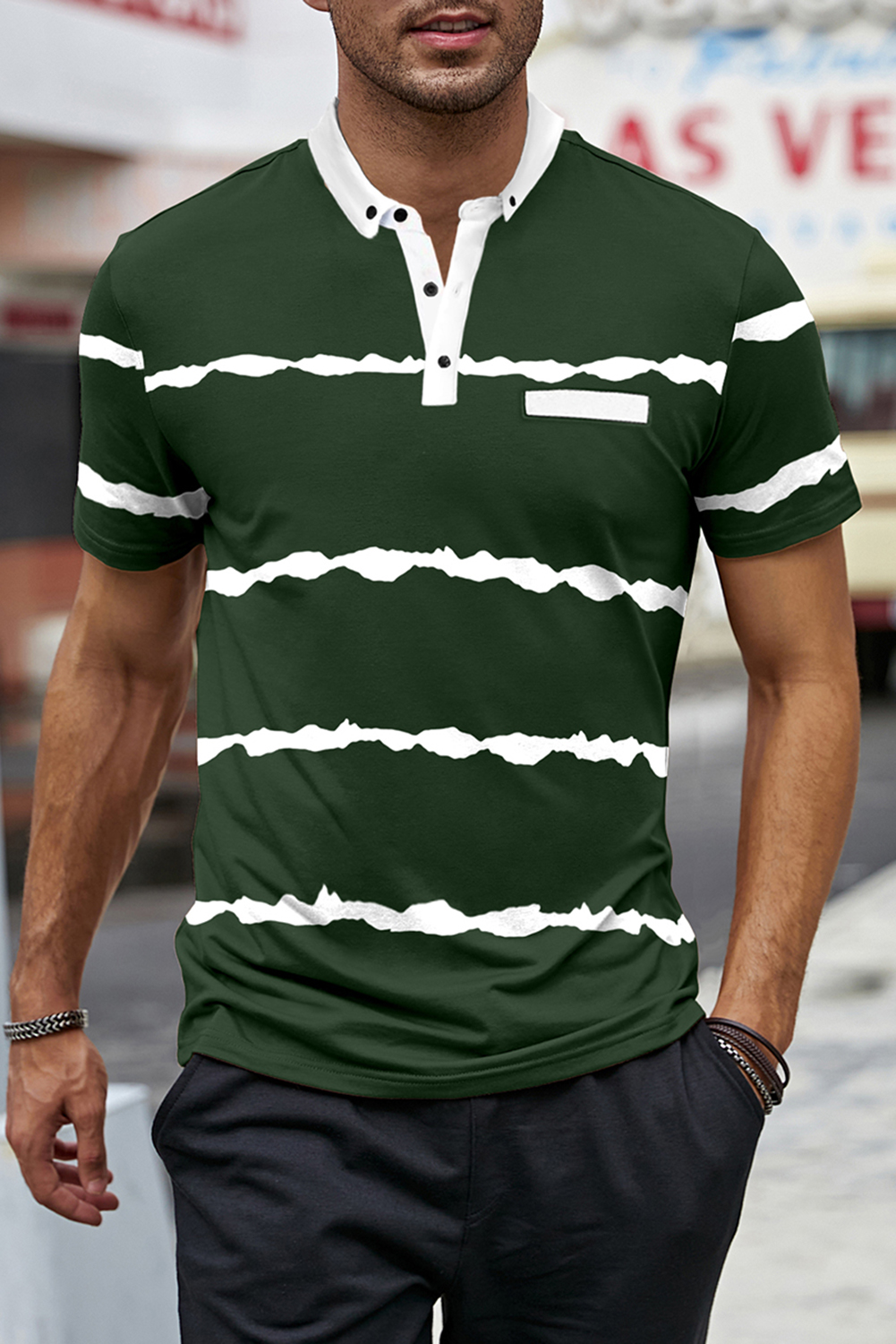 Stockpapa Striped Buttoned Men's Cool polo shirts