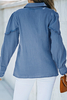 Ladies Blue Lace Ruffled Crinkled Buttoned Shirt