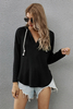 Ladies Drawstring V Neck Hoodie Shirt Tunic Top