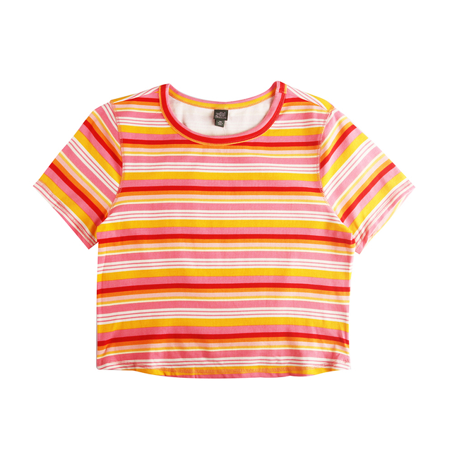 Stockpapa Crew bottom shorts style ladies striped Tee