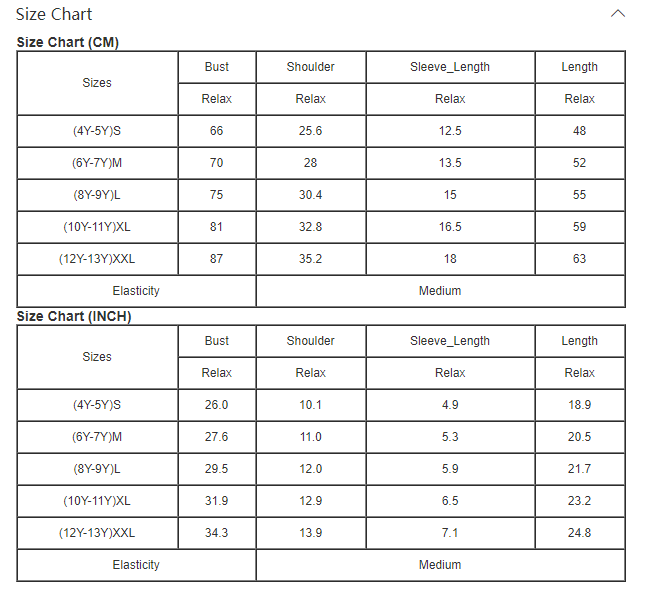 SIZE CHART