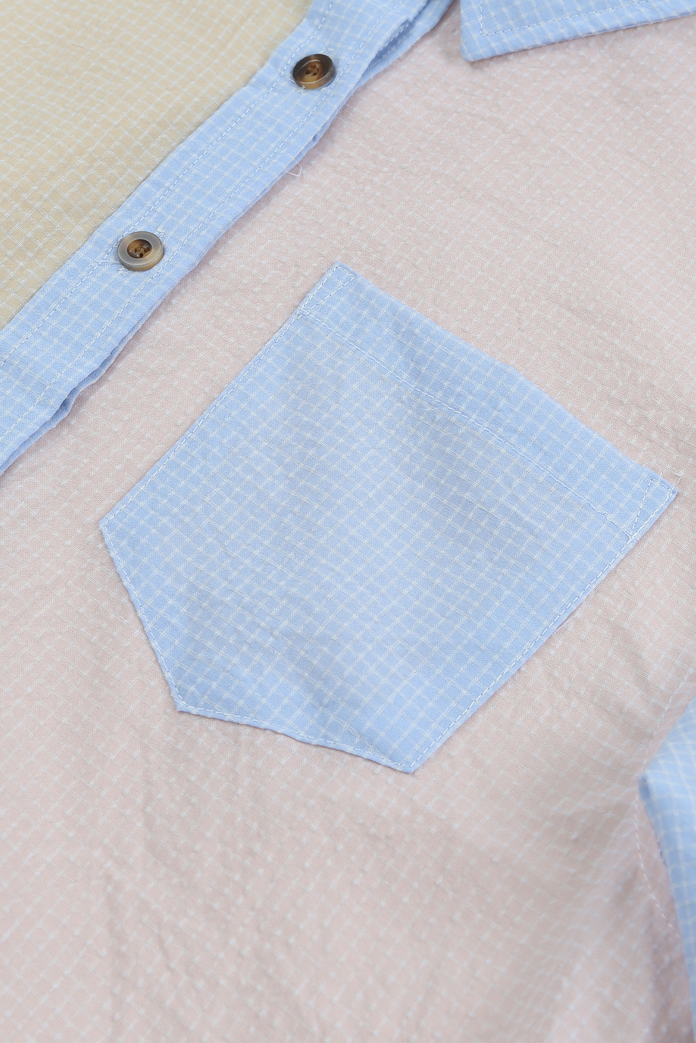 Ladies Plaid Color Block Long Sleeve Shirt (6)