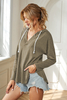 Ladies Drawstring V Neck Hoodie Shirt Tunic Top