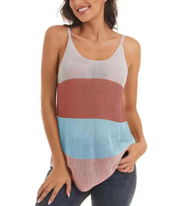 Ladies Contrast Color Knit Tanktop