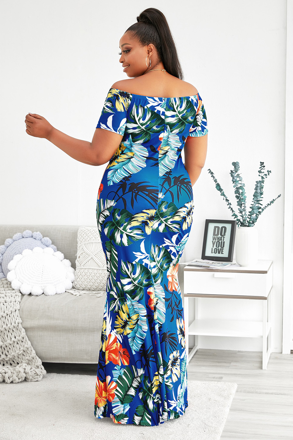  Plus Size Maxi Print Dress