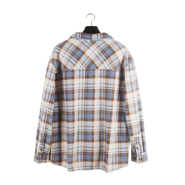 Ladies Sherpa Plaid Shirt Coats