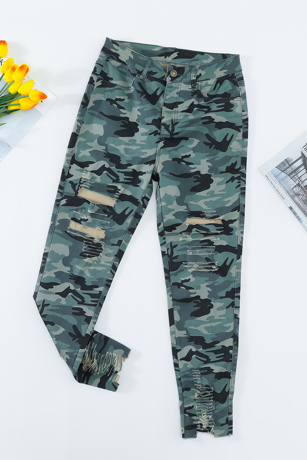 Camo print Ladies casual Skinny Jeans (4)