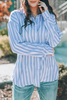 Stockpapa Discount Striped Buttons Closure Long Sleeve Shirt 