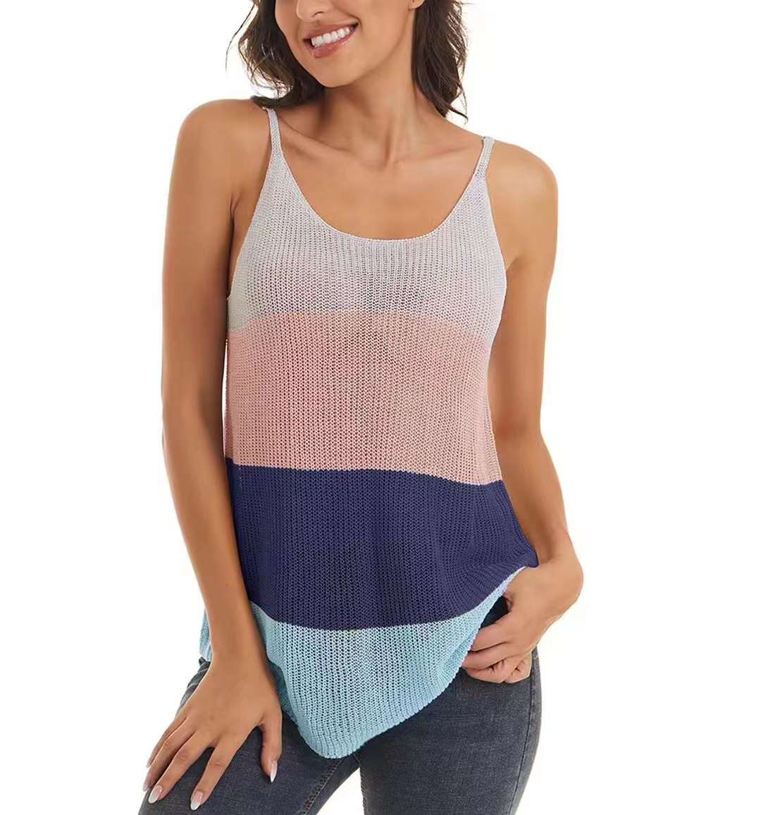 Stockpapa Apparel Ladies Contrast Color Knit Tanktop