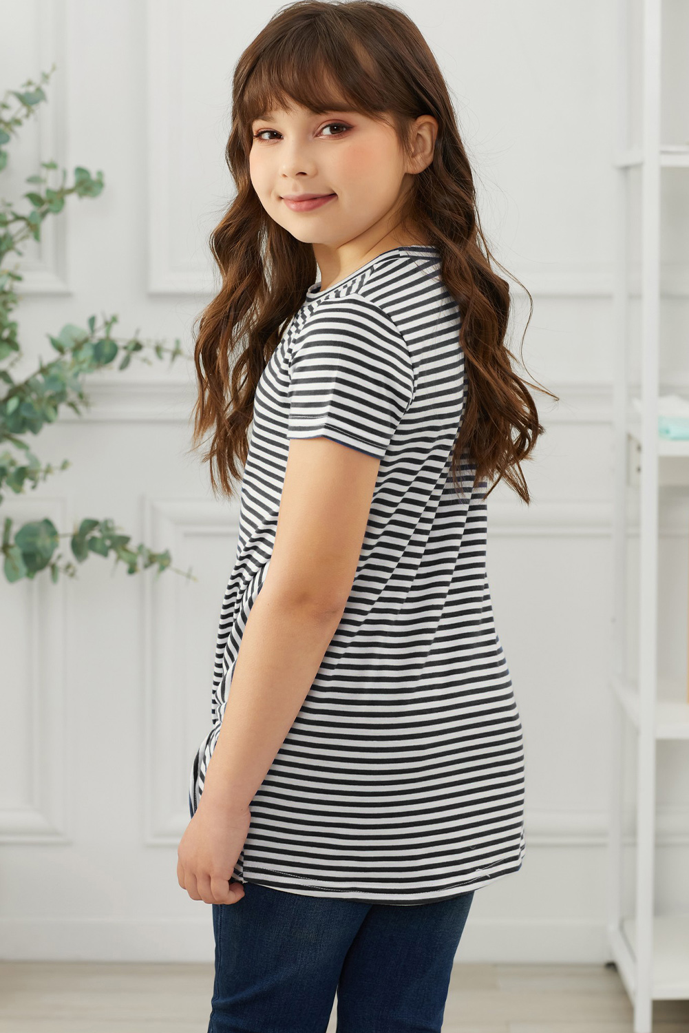 Girls striped Longline dress Tee (10)