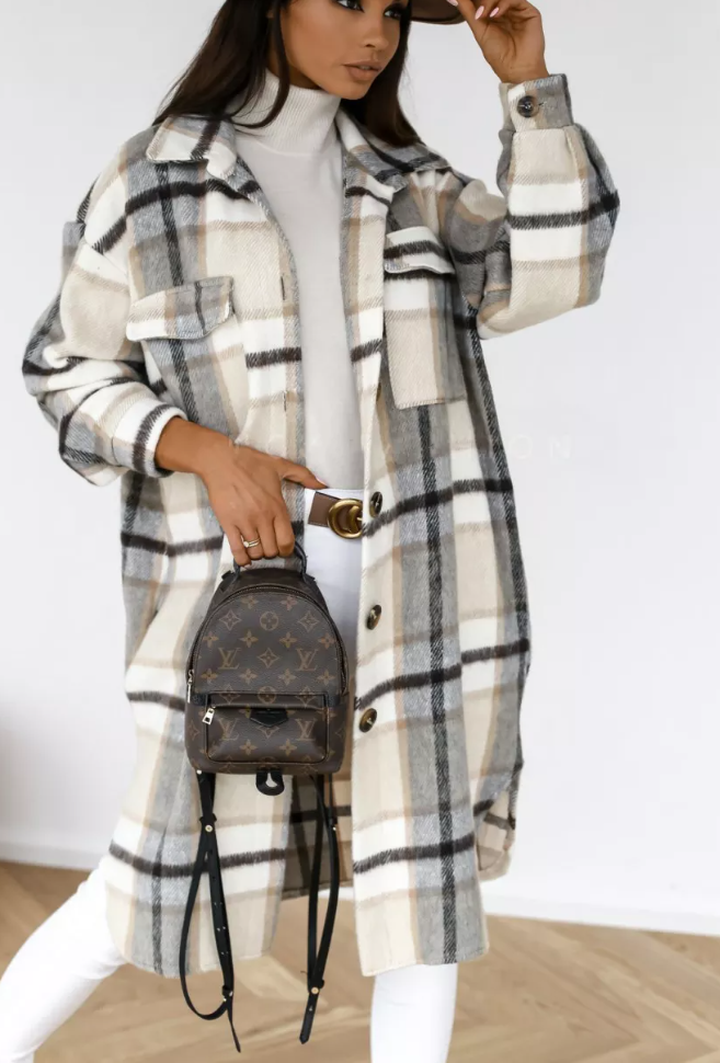 Ladies very high quality Longline plaid coats (2)