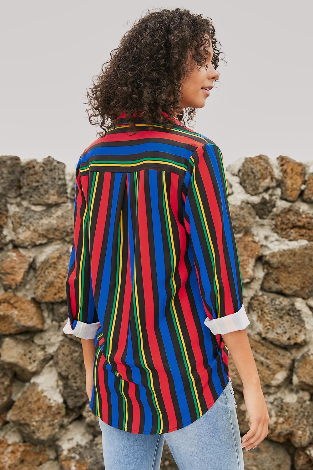 Multicolor Striped Modern Women Shirt