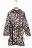 Plus size Turtleneck Leopard Dress 