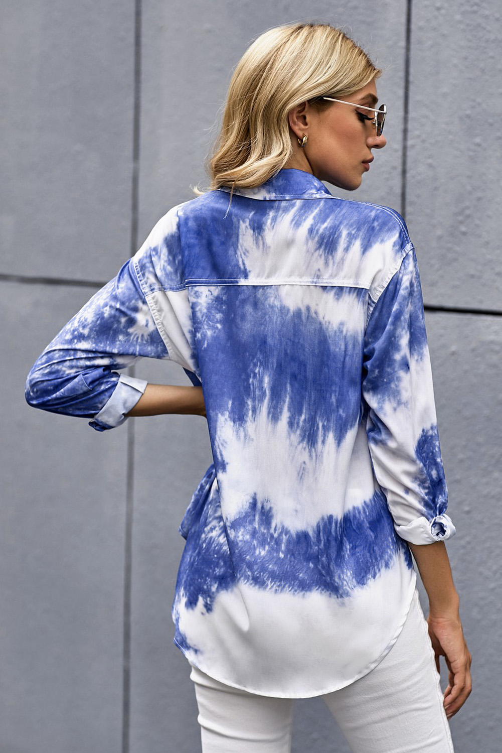 Stockpapa Ladies Tie Dye Button Shirt with Pocket