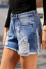 Ladies Stone Wash Denim Shorts