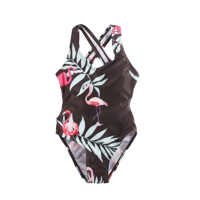 Girls' One Piece Flamingo Swimsuit Surf Girls' Beach Sport Cut-Out Swimsuit 