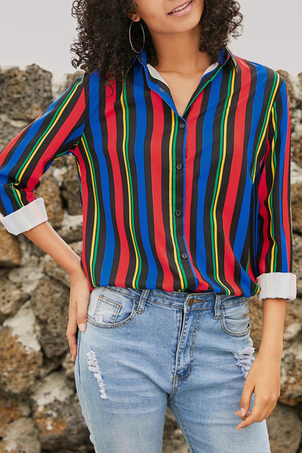 Multicolor Striped Modern Women Shirt