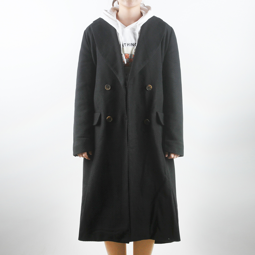 Stcokpapa Pallets Liquidation 2024 Simple High Quality Ladies Button Fashion Medium Long Style Classic Black Melton Coats