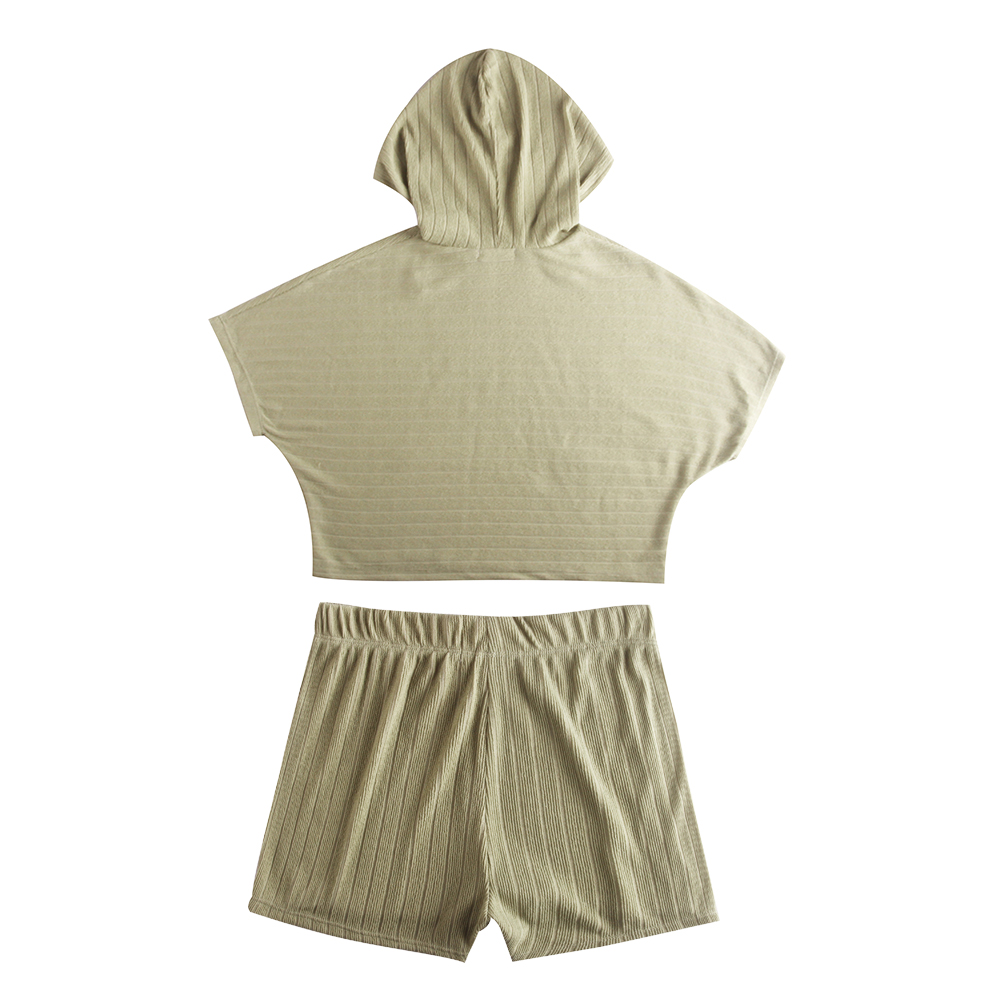  Women\'s 2 Pcs Knit Summer Hoodie Sets