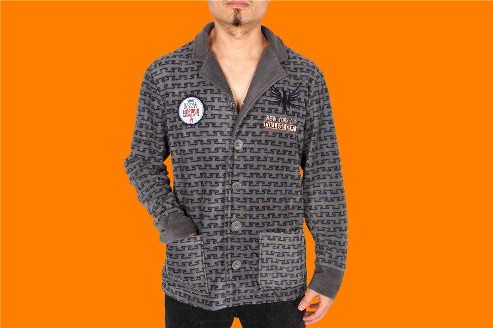 Men's Button Print Lounge Jacket 