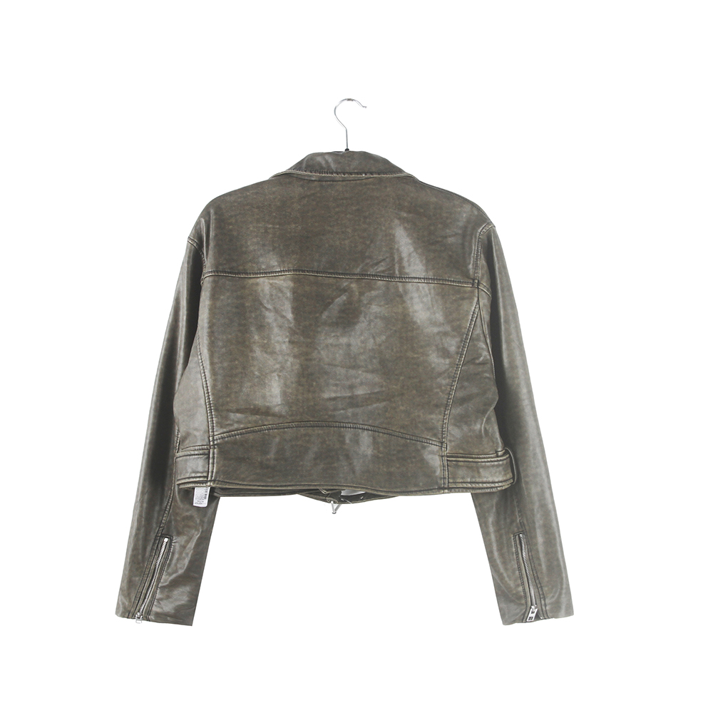 Stockpapa garments wash Ladies Leather Moto jacket