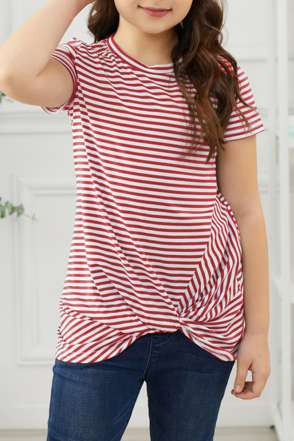 Girls Striped Longline Dress Tees