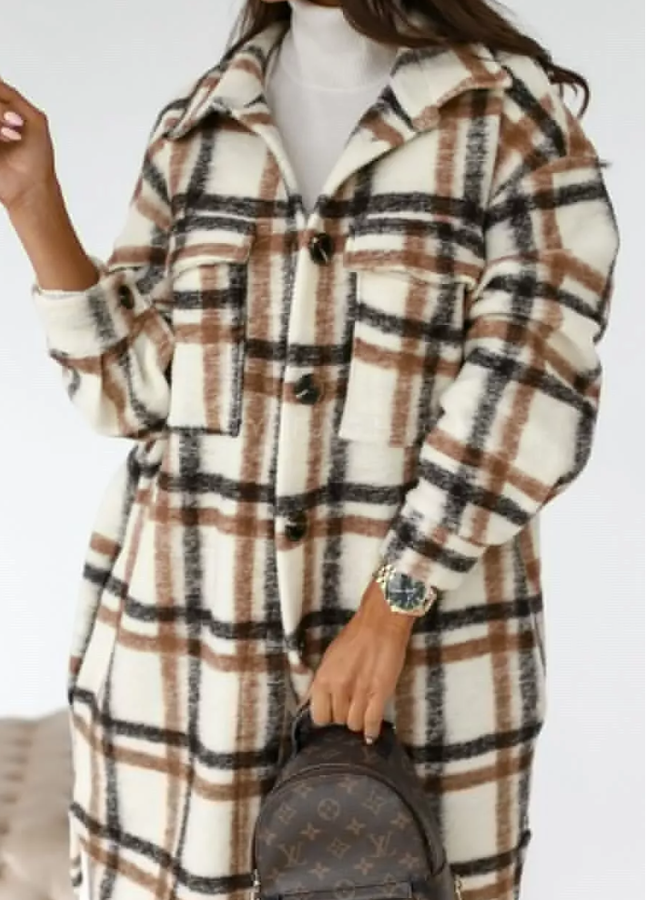 Ladies very high quality Longline plaid coats (5)