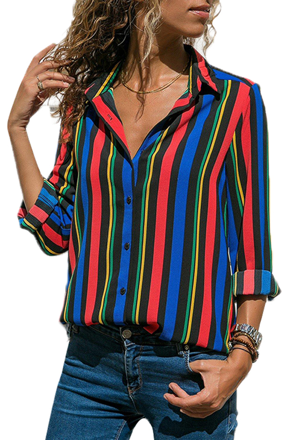 Multicolor Striped Modern Women Shirt